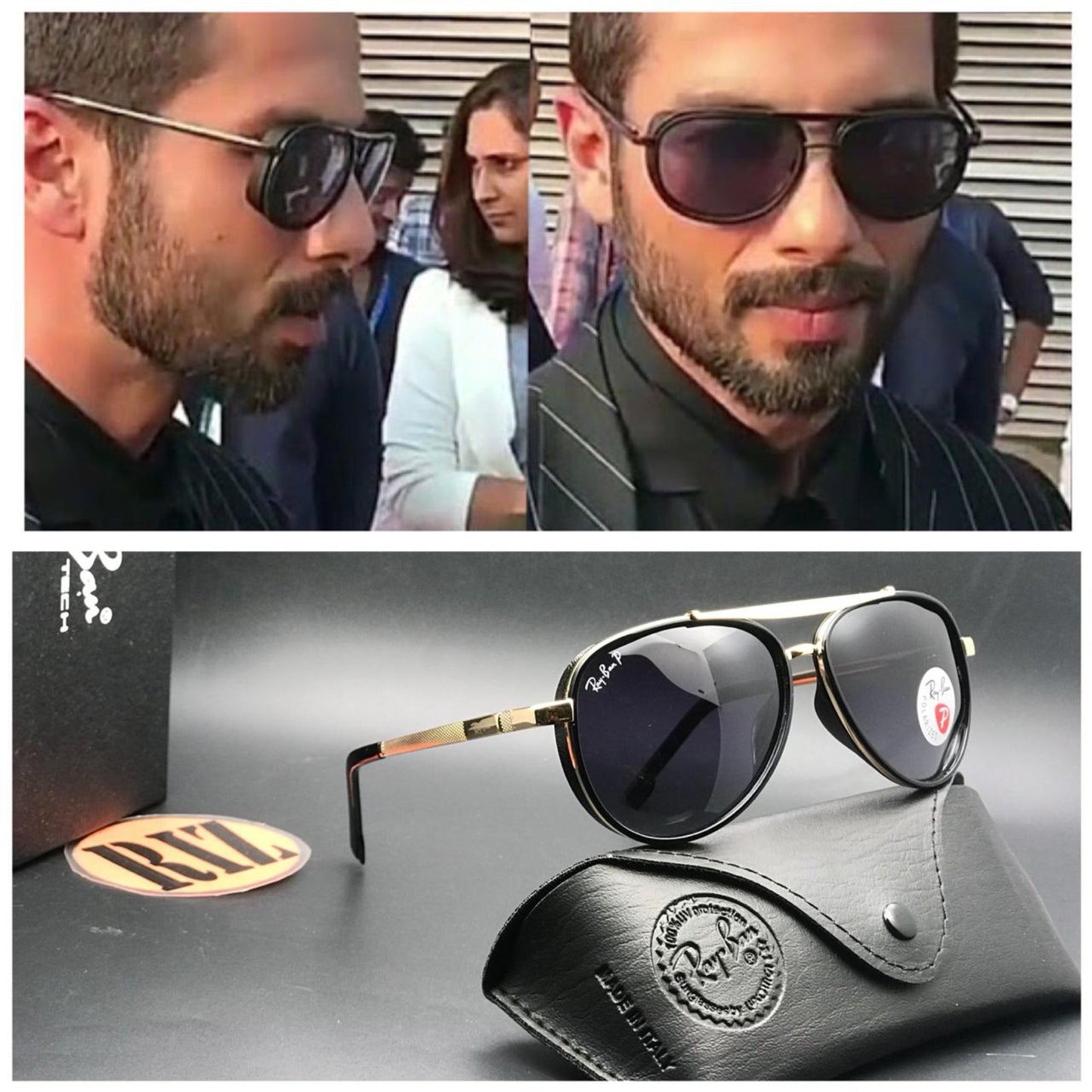 RAY-BAN Black & Black 4414 New Stylish Men Women A1+ Quality Latest Designer Hot Favorite Square Vintage Sunglasses ( RB-4414 Oval Side Cap Sunglass )