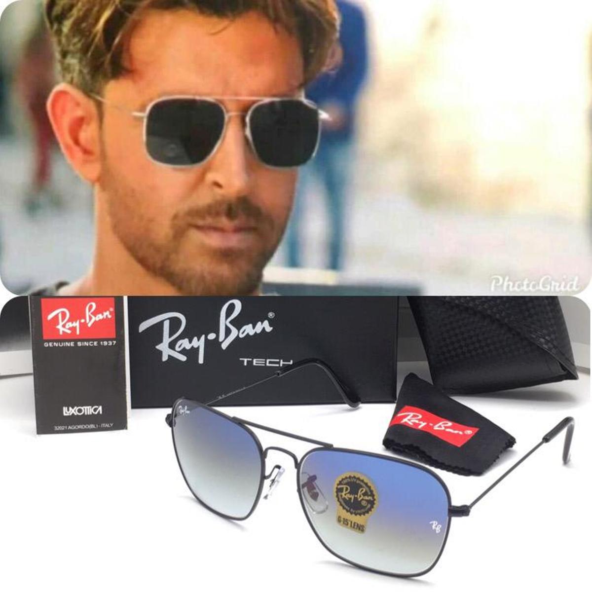 RAY-BAN New Fancy Men's Square Aviator Black Metal Frame Trendy Hot Favourite Wintage Sunglass For Unisex.