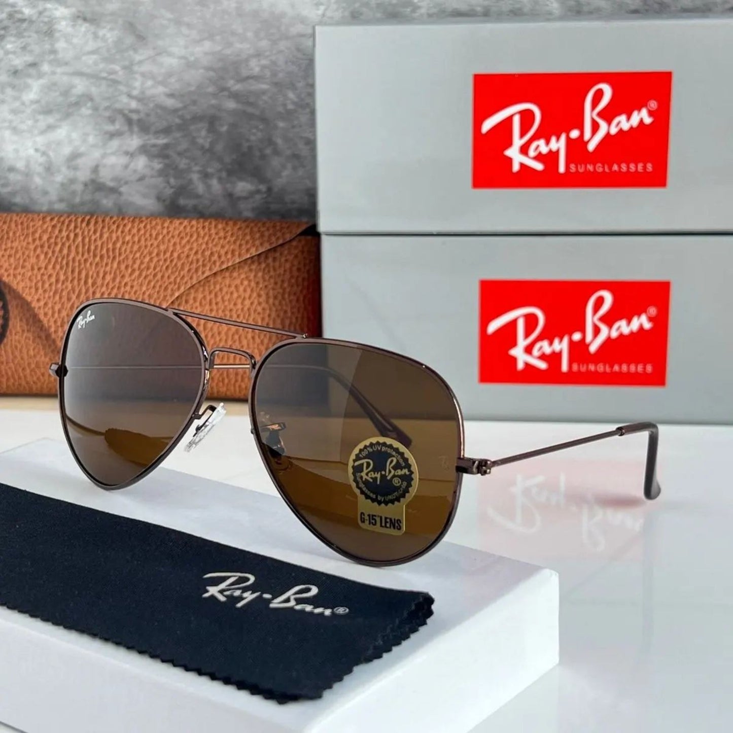 RAY-BAN New Fancy Men's Oval Aviator Silver Metal Frame Trendy Hot Favourite Wintage Sunglass For Unisex.