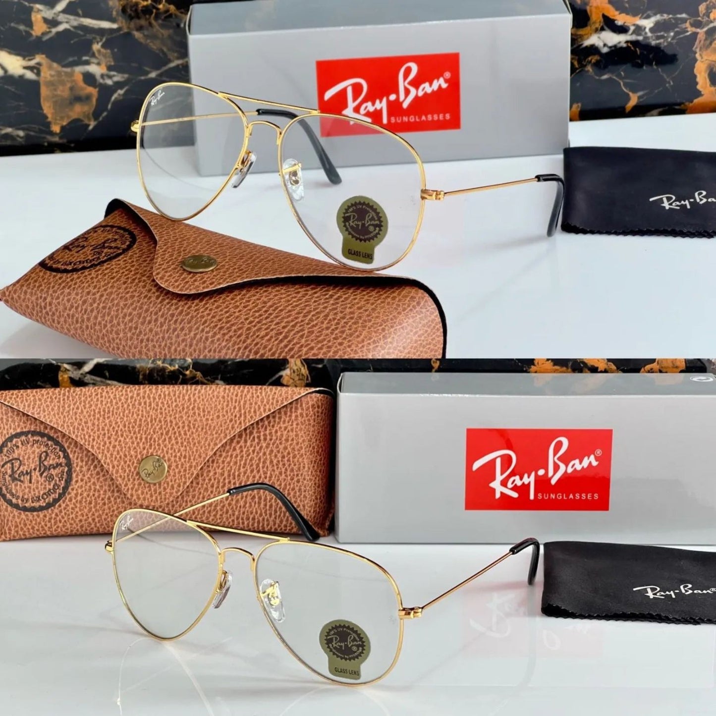 RAY-BAN New Modern Stylish Addition Shaded Blue Shade & Gold 3026 Oval Sunglass For Unisex