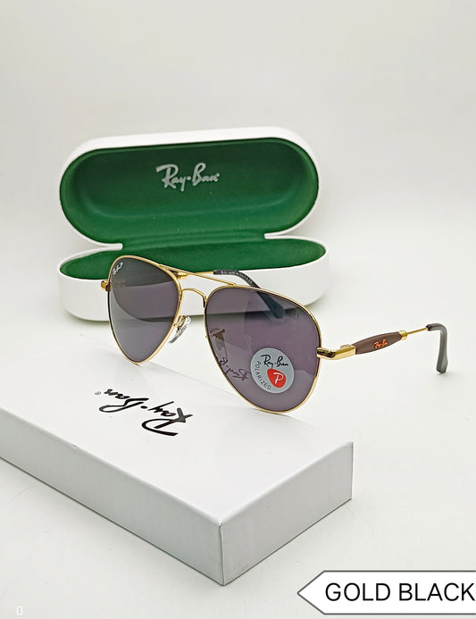 RAY-BAN Black & Gold 3517 Oval Trendy Hot Favourite Wintage Sunglass For Unisex.