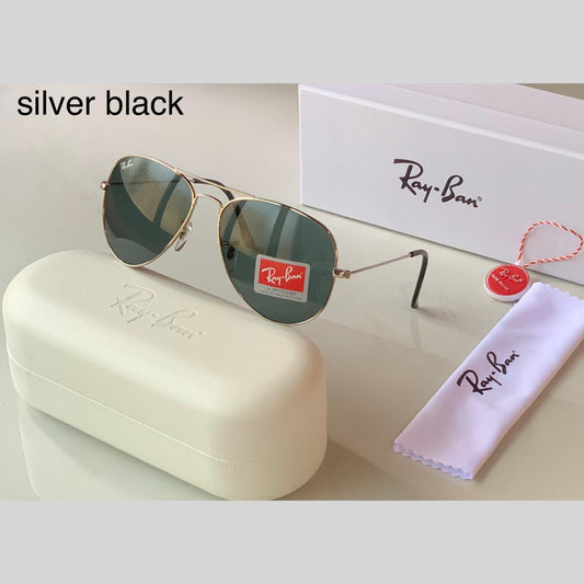 RAY-BAN Black & Silver ( 3026 ) Aviator Men's Hot Favorite Trendy Sunglasses.