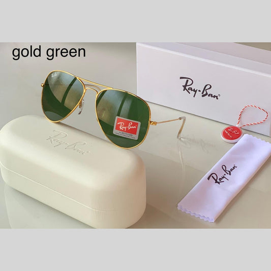 RAY-BAN Green & Gold ( 3026 ) Aviator Men's Hot Favorite Trendy Sunglasses.