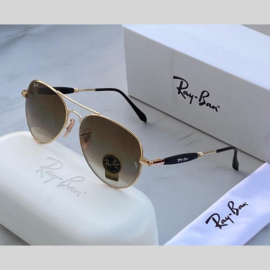RAY-BAN Brown Shaded & Gold 3517 Oval Trendy Hot Favourite Wintage Sunglass For Unisex.